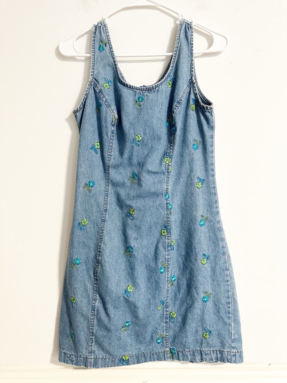 Vintage California Concepts Embroidered Floral Denim Mini Dress 9